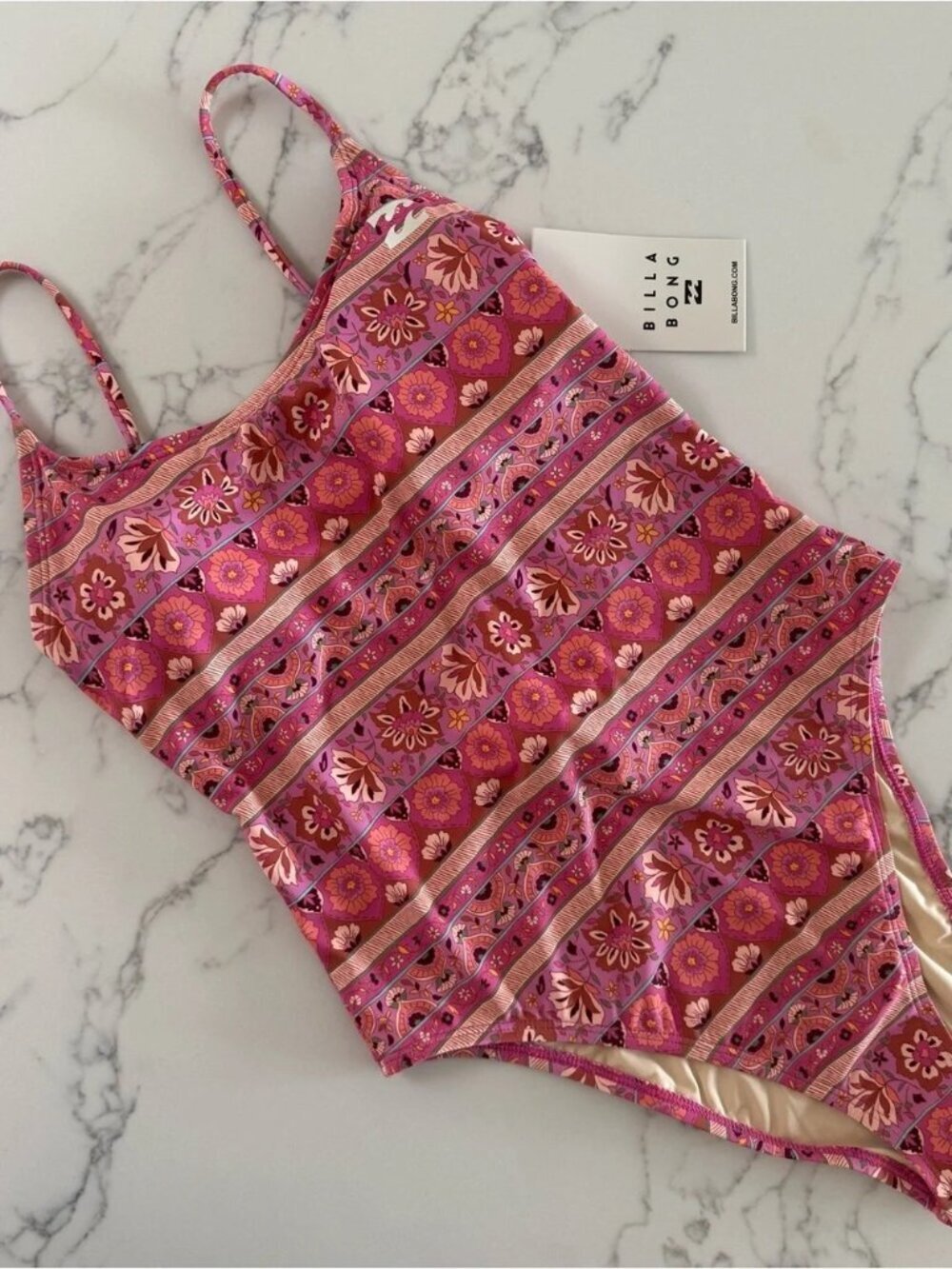 Billabong Beach Babe One Piece Swimsuit - Berry Pink - Size Medium